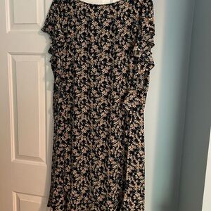 NWOT Max Studio Plus 3x Dress Black Floral Sheer Spring Summer Ruffles